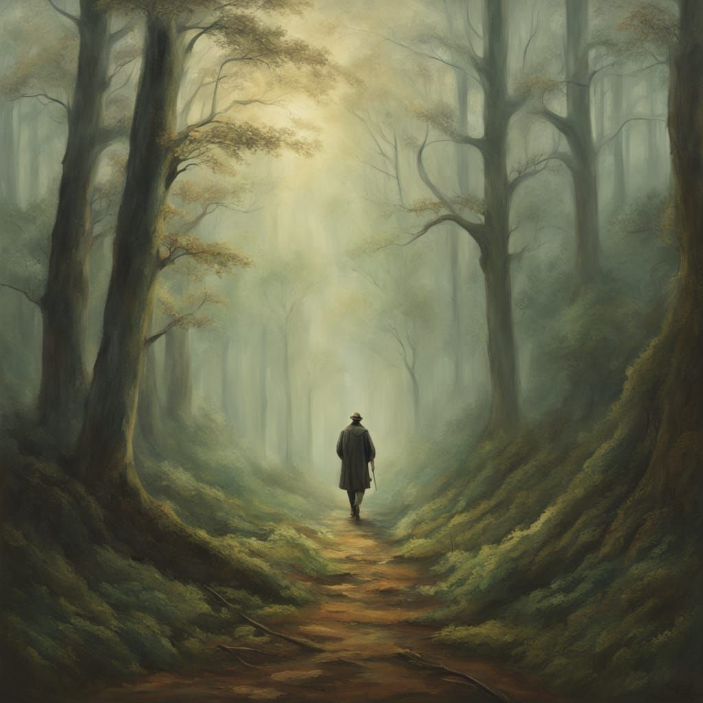 Ethereal Forest Landscape in Oil Painting Style