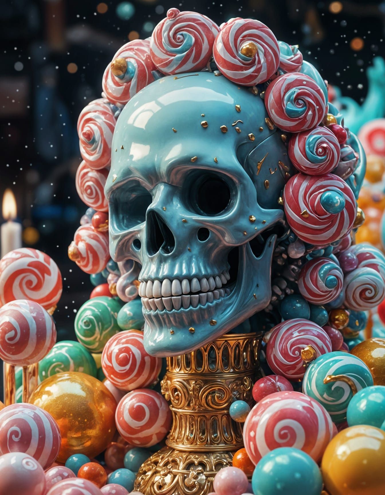 Melting Ice Candles in Anime Style Chandelier