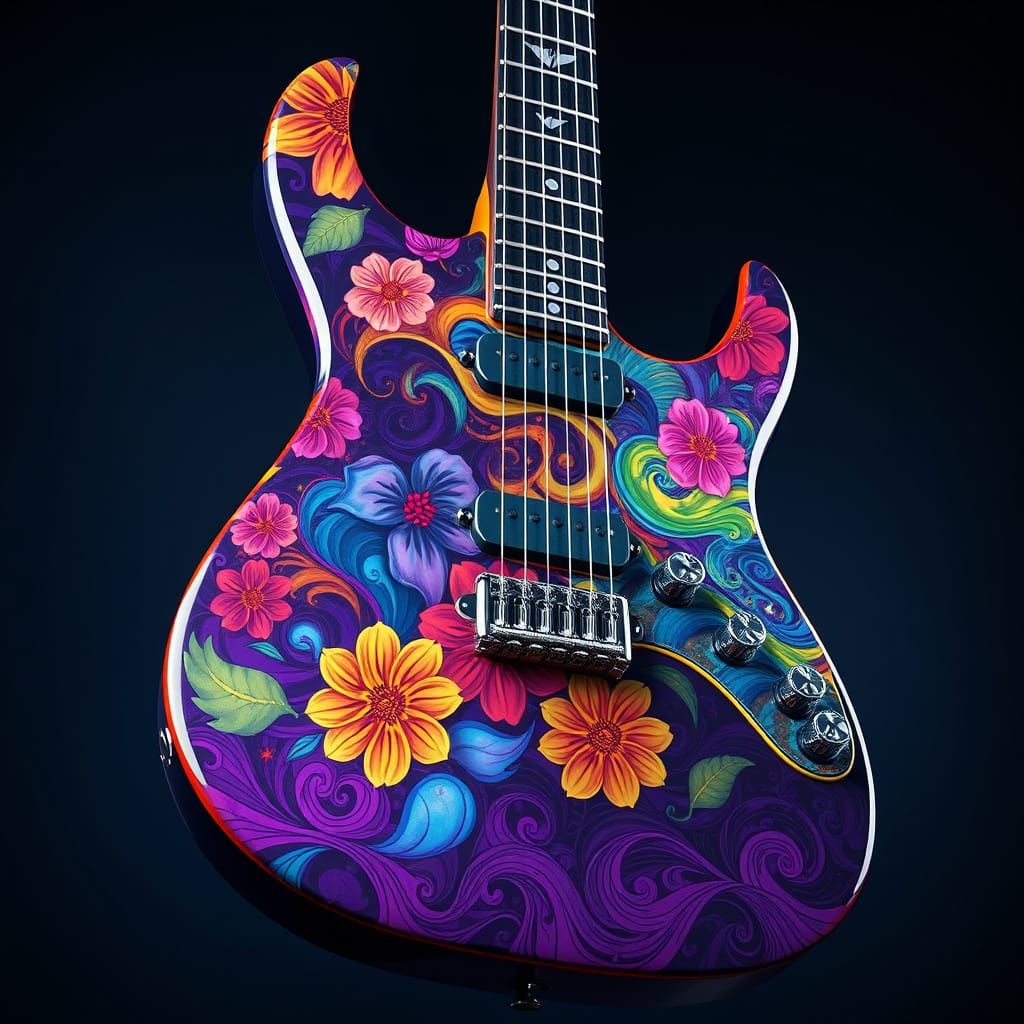 Electric Guitar in Psychedelic Patterns