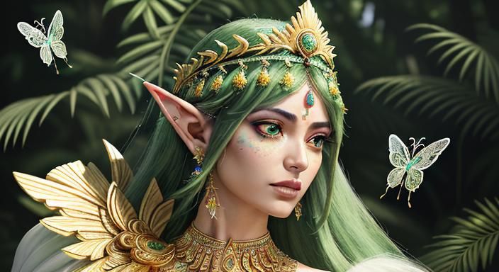 Lady Palutena: Hyperrealistic Goddess of Light in Forest