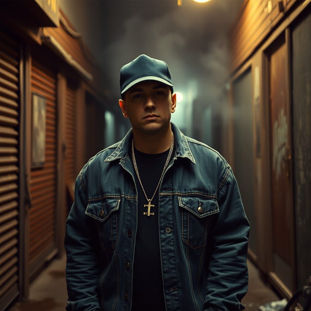 Eminem in Gritty Urban Decay, Cinematic Film Still