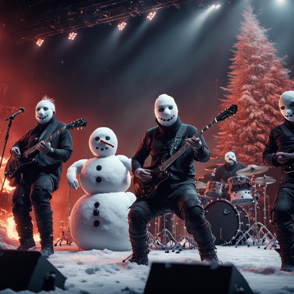Slipknot as Snowmen: Concert in Matte Painting Style