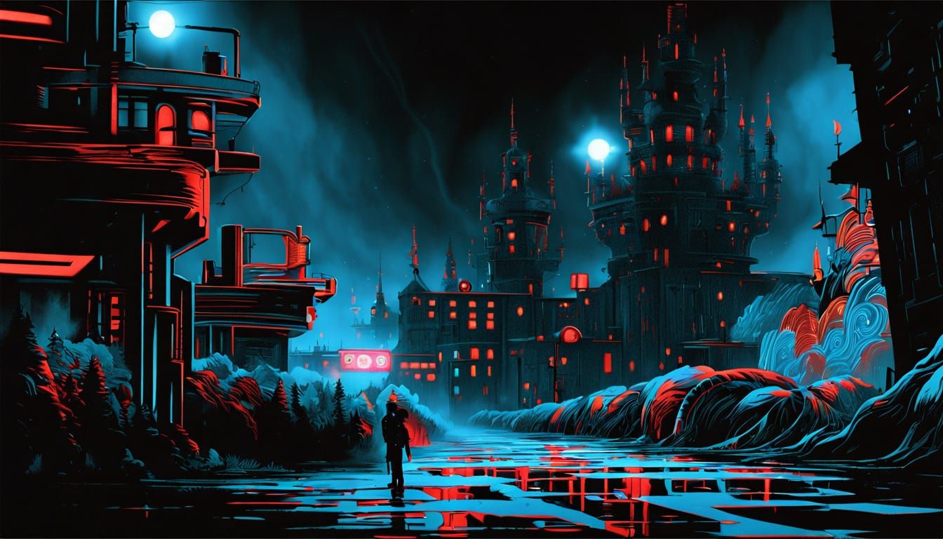 Dystopian Security Checkpoint in Dark Fantasy Style