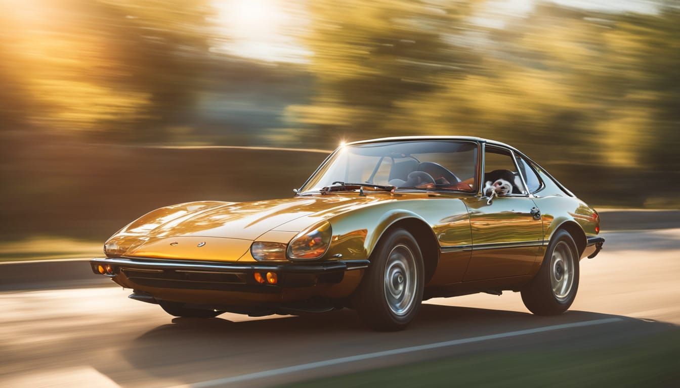 Fast Cat Speeds Down Winding Road in High-Speed Sports Car