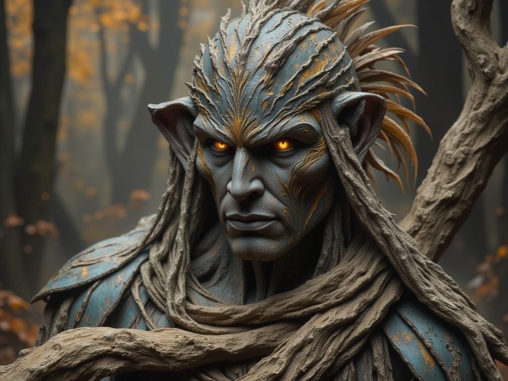 Inca Warrior Statue with Tribal Stone Carvings