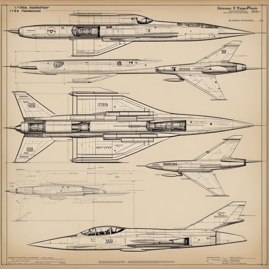 F-104 and F-4 Aircraft Engineering Blueprint