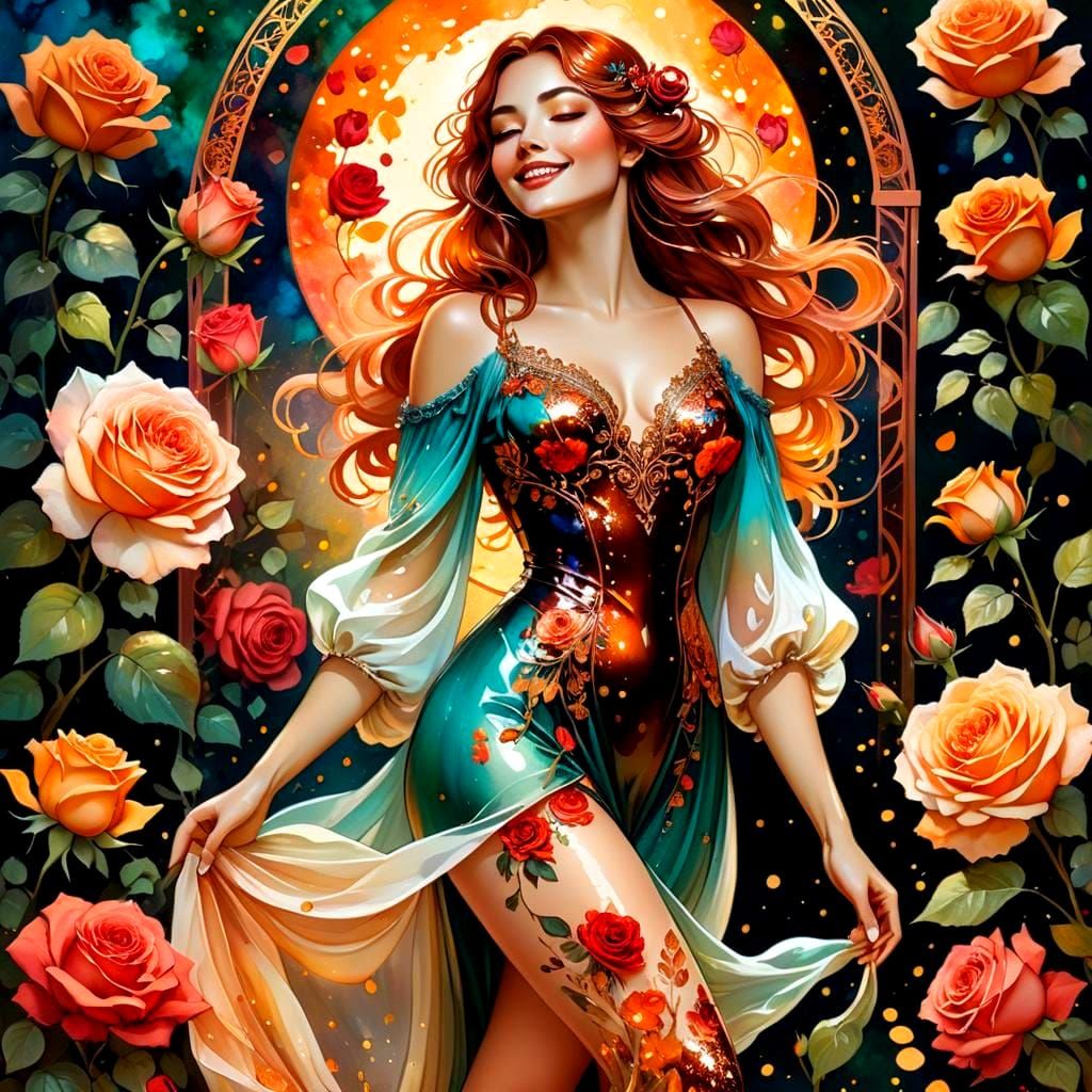 Resplendent Beauty in a Vibrant Rose Garden