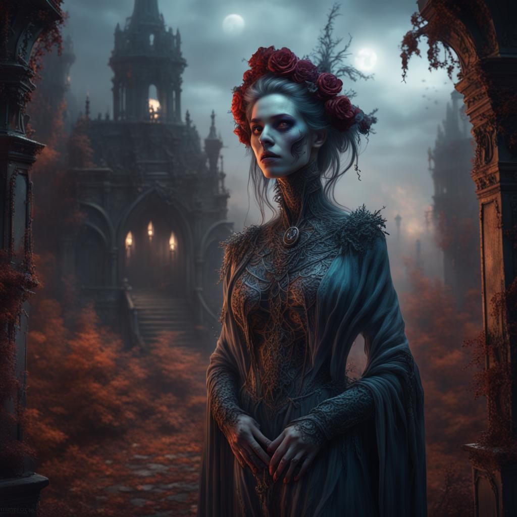 Ghost Macabre Seeks Lost Love: Detailed Matte Painting