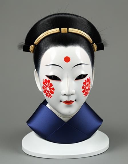 Elegant Female White Japanese Noh Mask