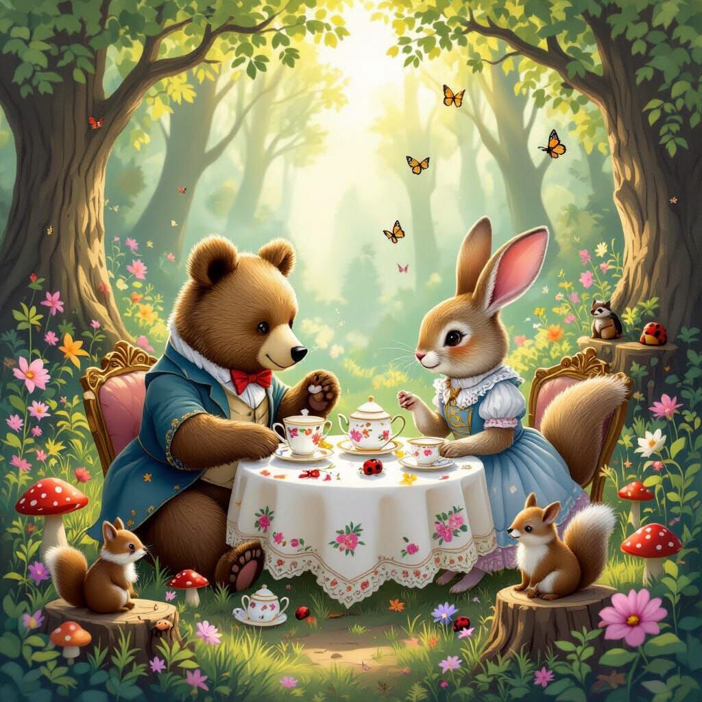 Enchanted Tea Party in a Magical Forest