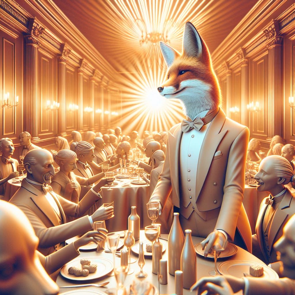 Sophisticated Fox at Elegant Dinner Party