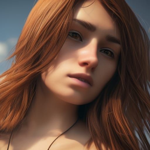 Brown-Haired Woman in 3D Cinematic Style