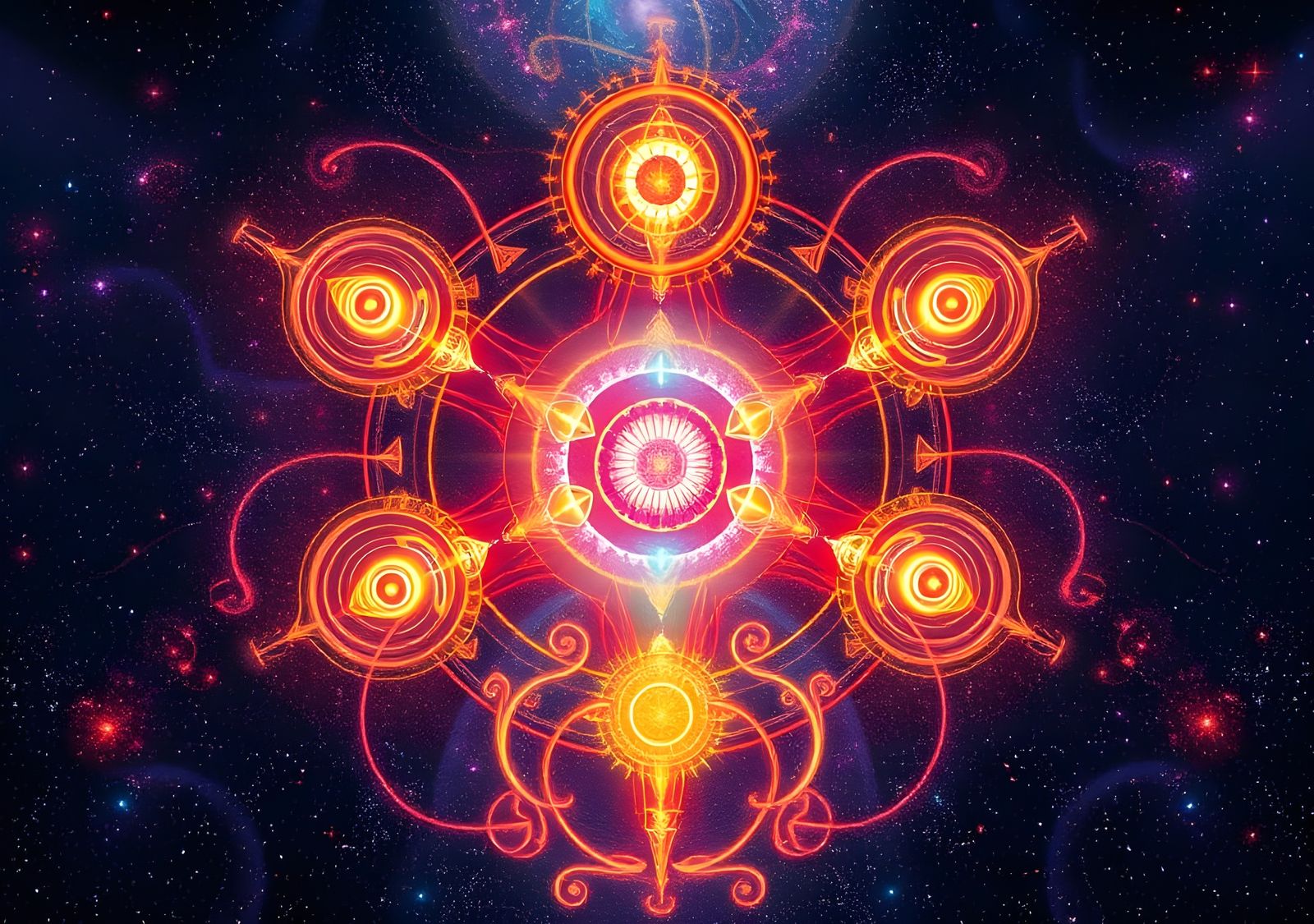 Abstract Chakras and Kundalini Dreamscape in 8K