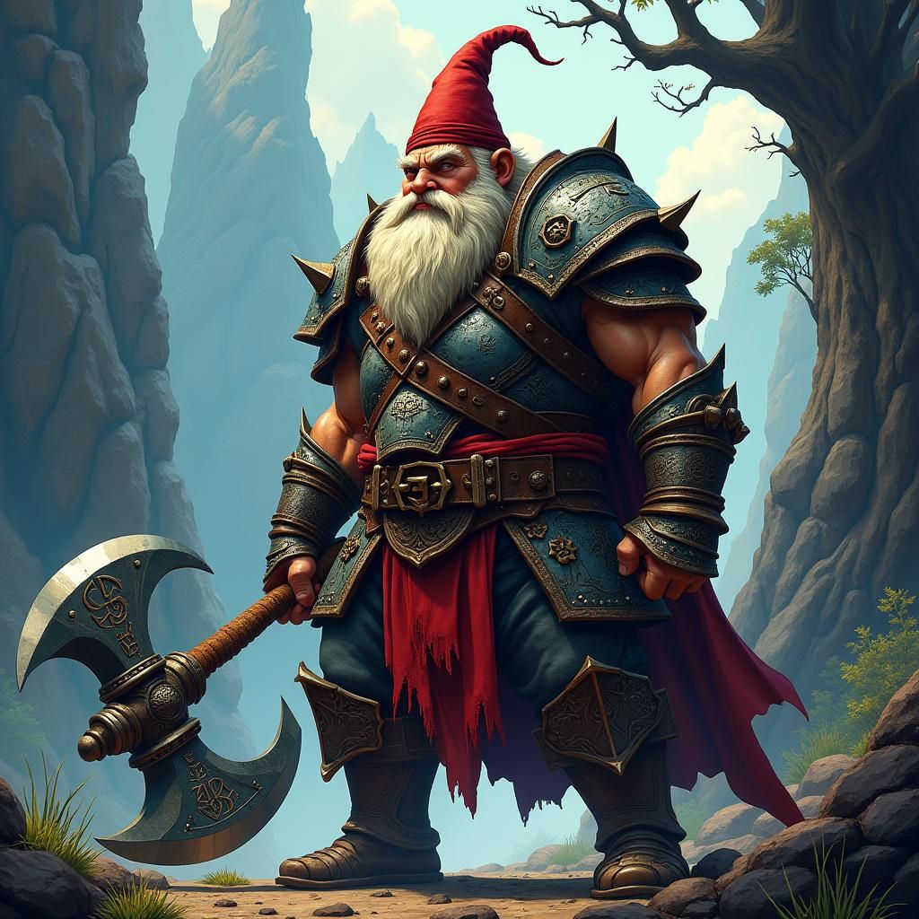 Fantasy Dwarf Warrior in Anime Style