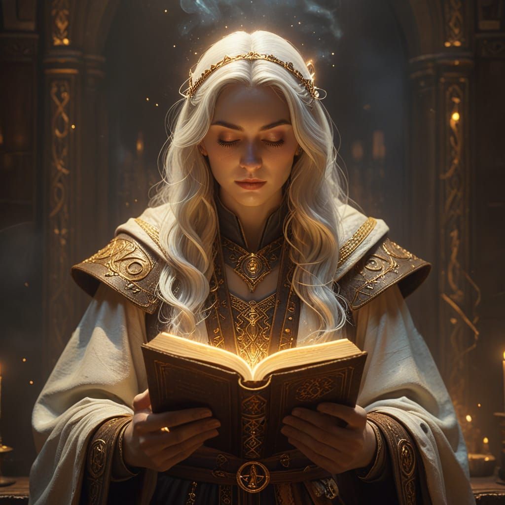 Mystical Priestess in Golden Light