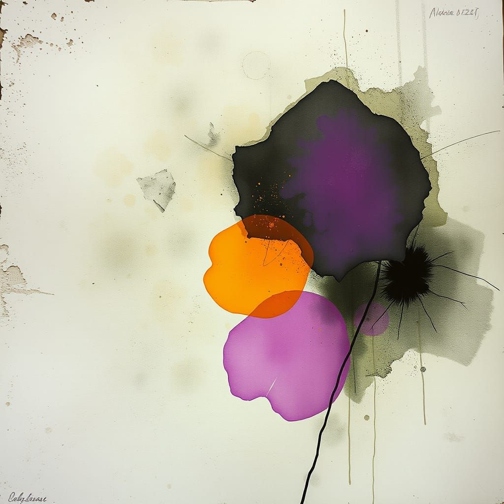 Ethereal Abstract Art in Elegant Ink Wash Style