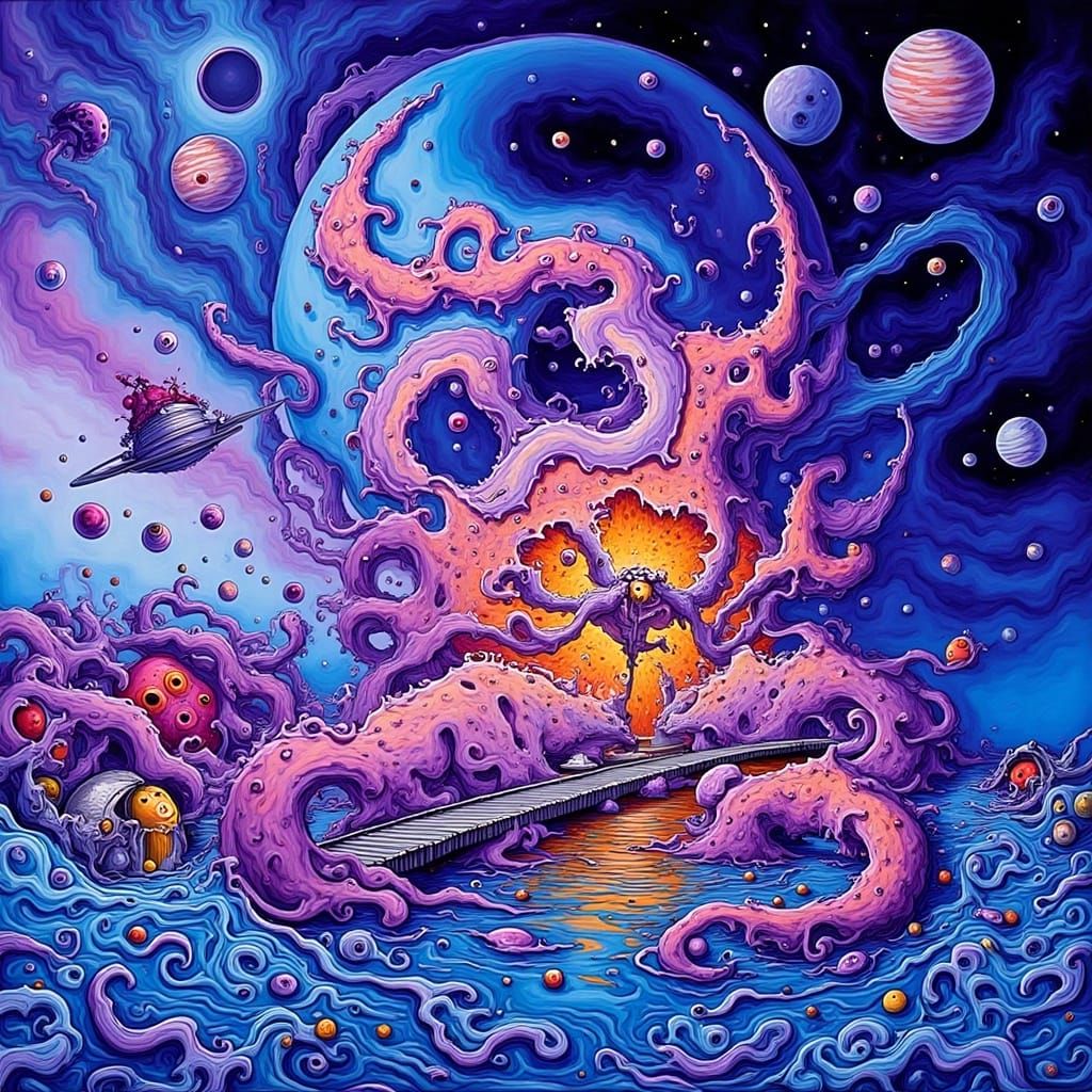 Saturn Spaceship in Surrealist Dreamscape