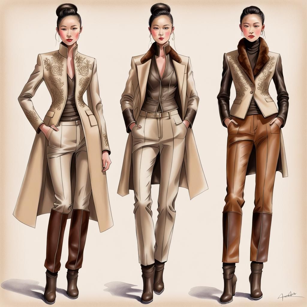 Couture Fashion Sketch: Mongolian Lamb Jacket Design