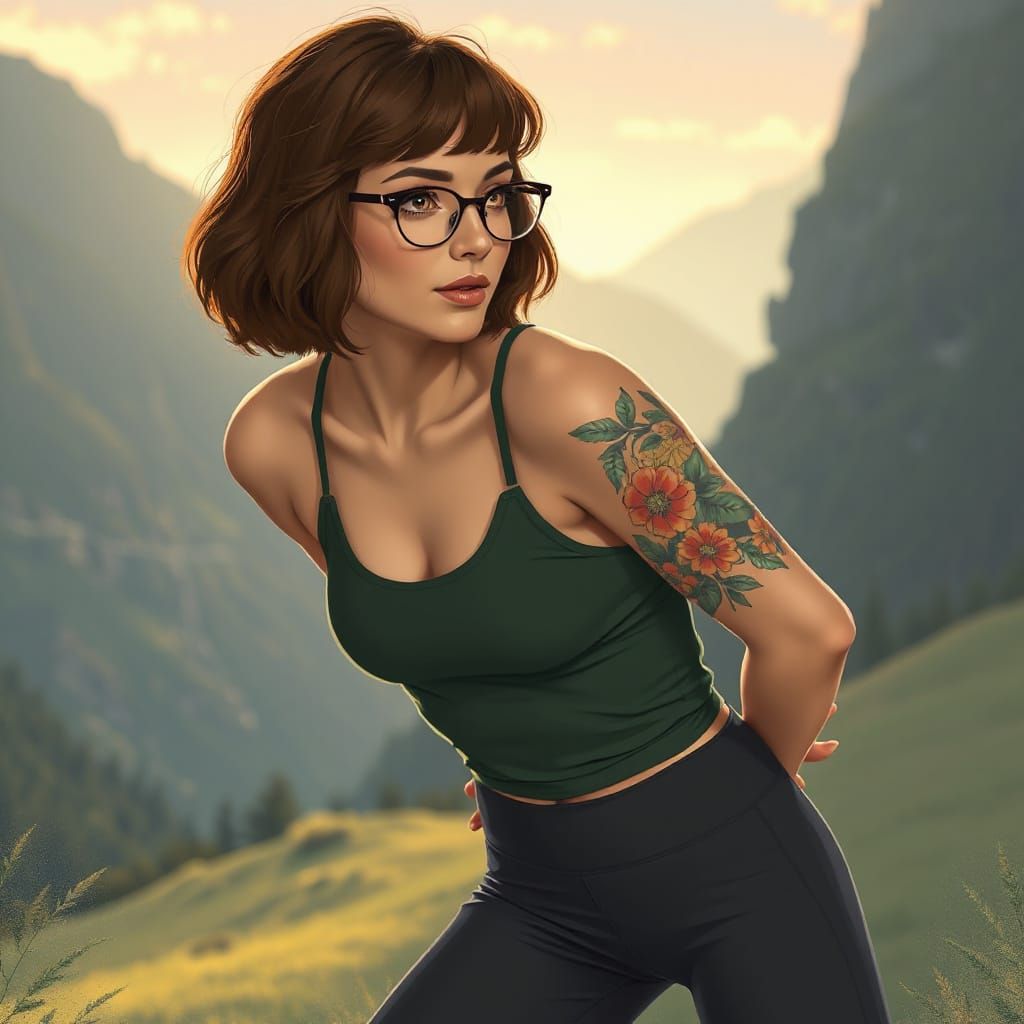 Woman with Tattoo in Art Nouveau Style