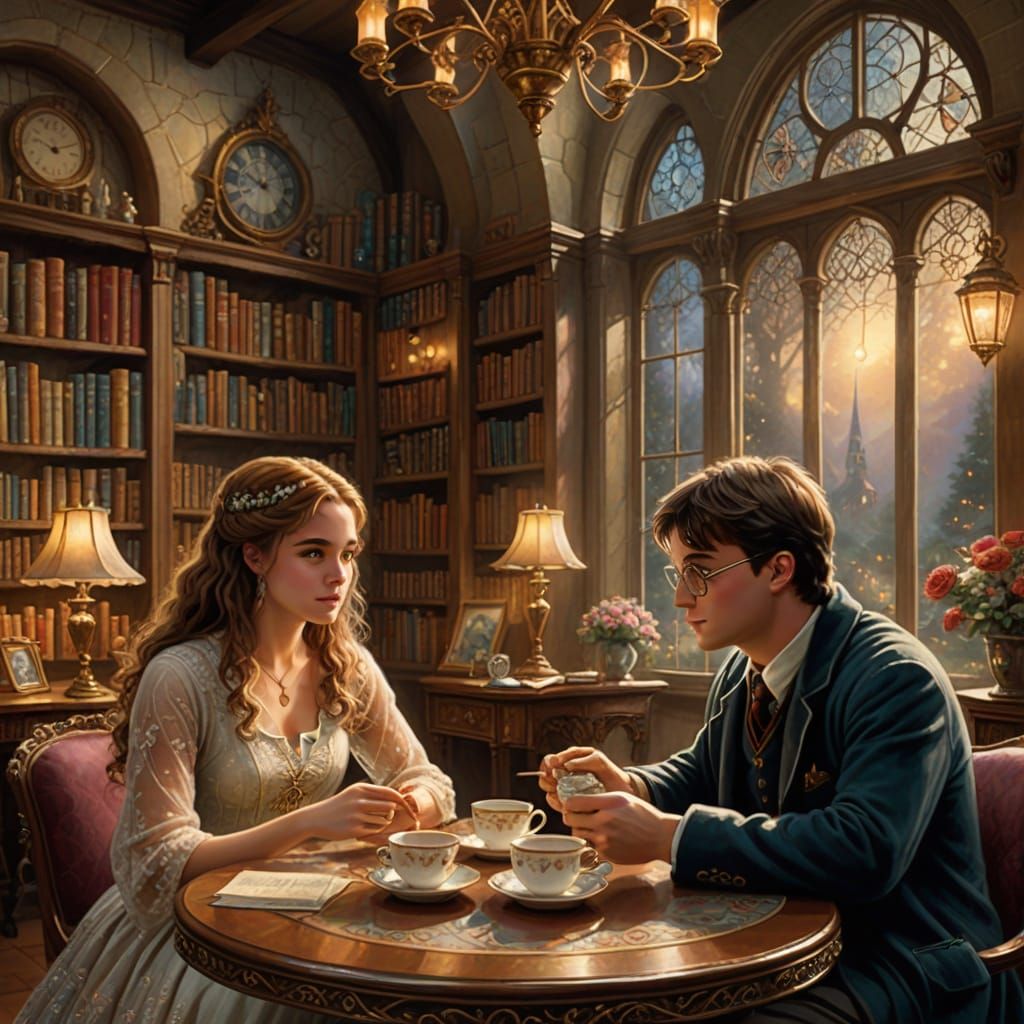 Harry Potter and Hermione in Ethereal Fantasy Tea Room