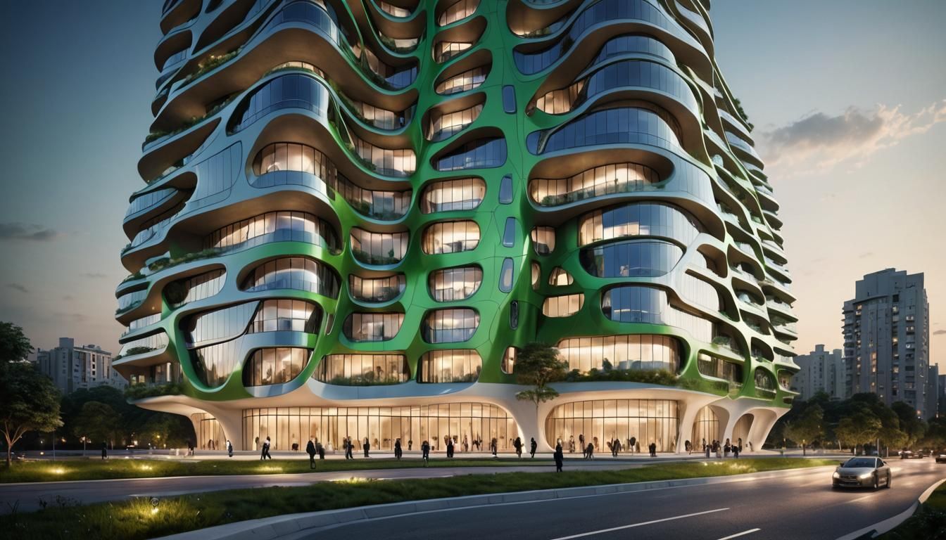 Futuristic Twin Towers in Zaha Hadid Style