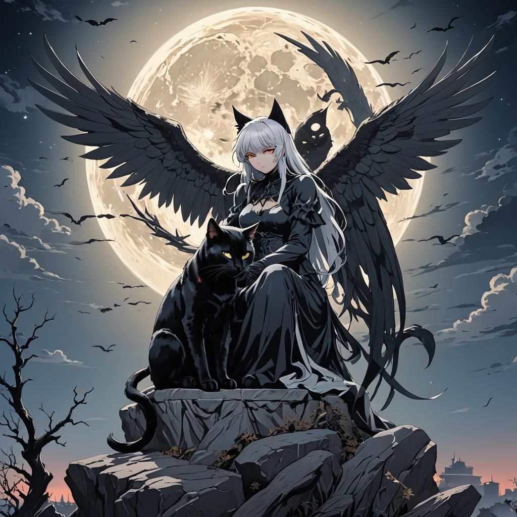 Black Cat and Angel of Death in Anime Style