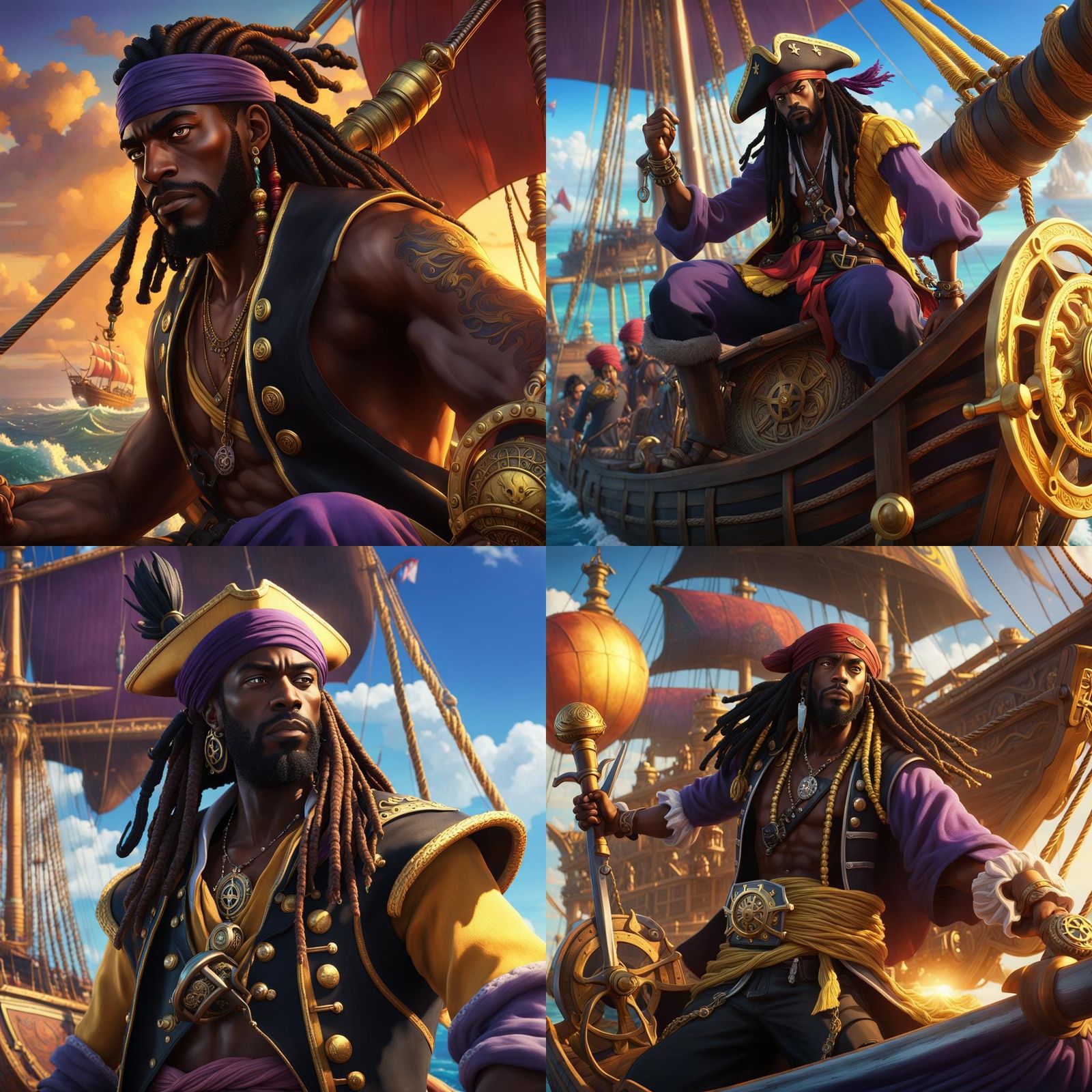 One Piece Pirate on Thousand Sunny: Dark Fantasy Art