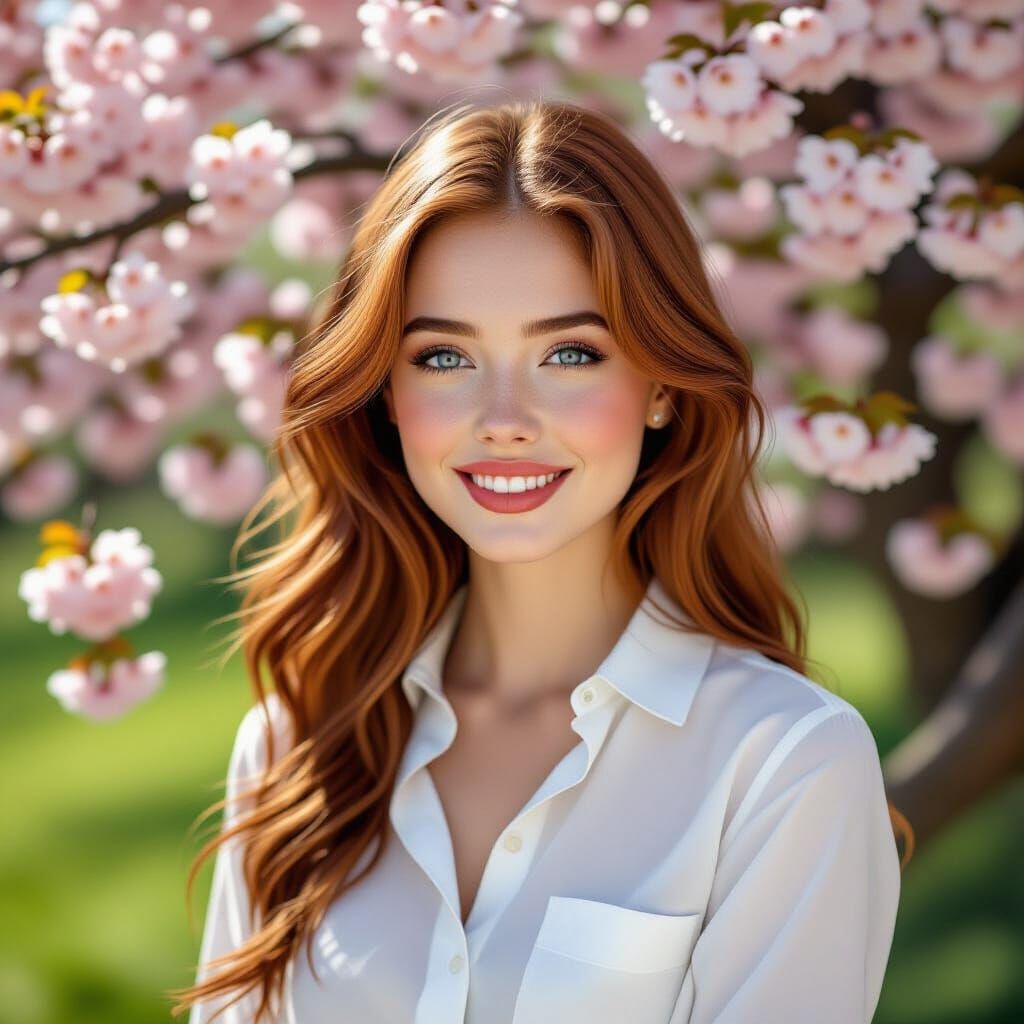 Beautiful Young Woman in Bloom with Auburn Hair