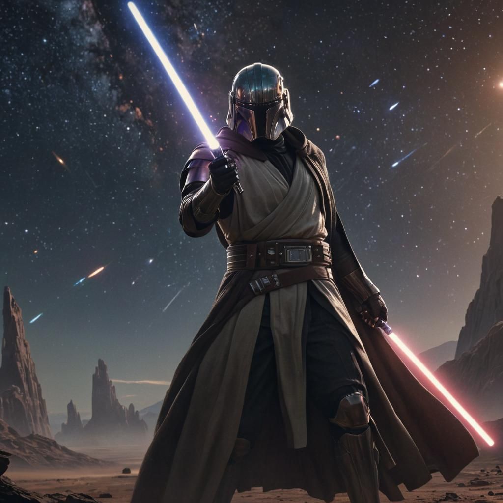 Jedi Knight in Galactic Landscape Concept Art