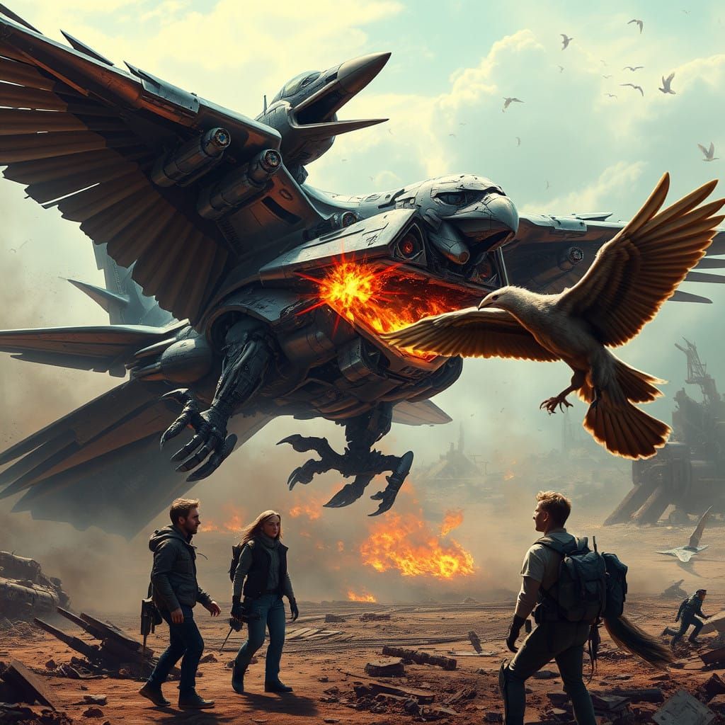 Cybernetic Crow Emerges from Fighter Jet in Apocalypse