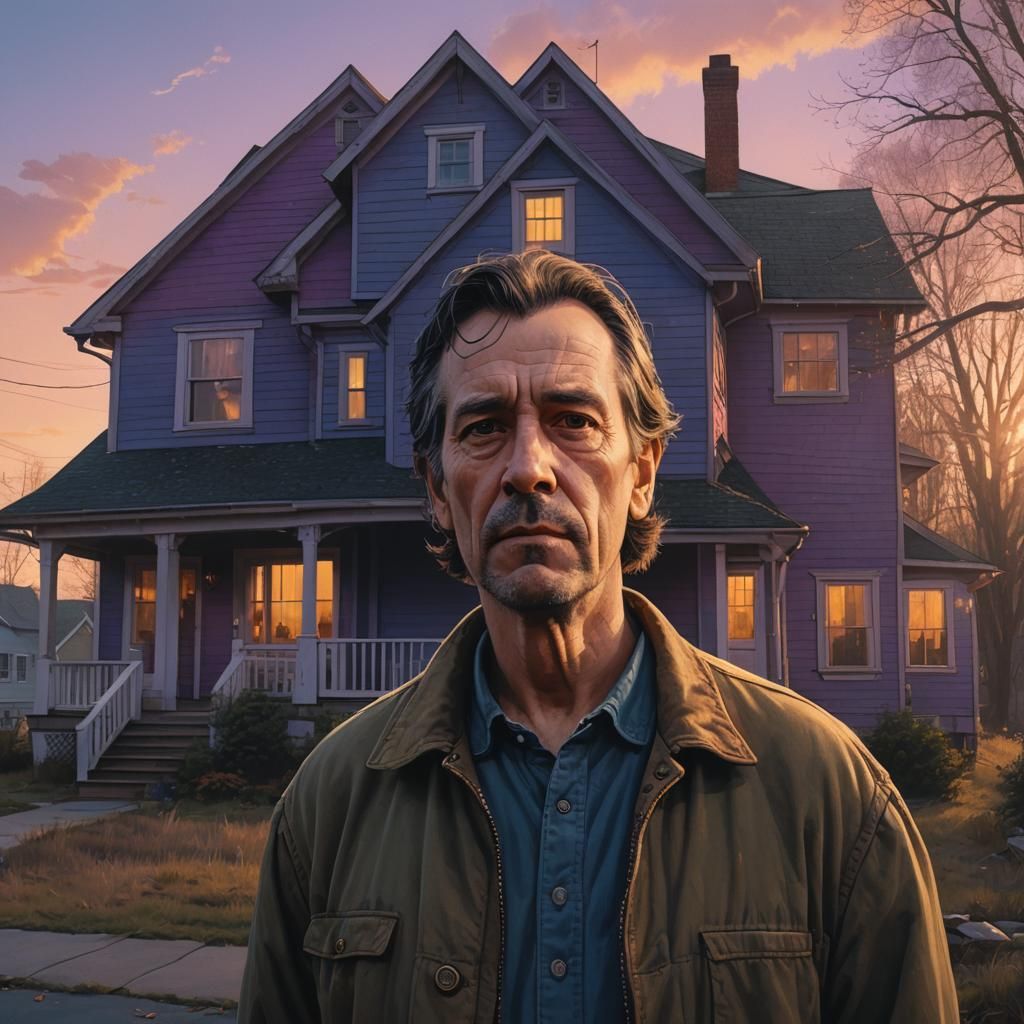 Man at Sunset in Simon Stalenhag Style