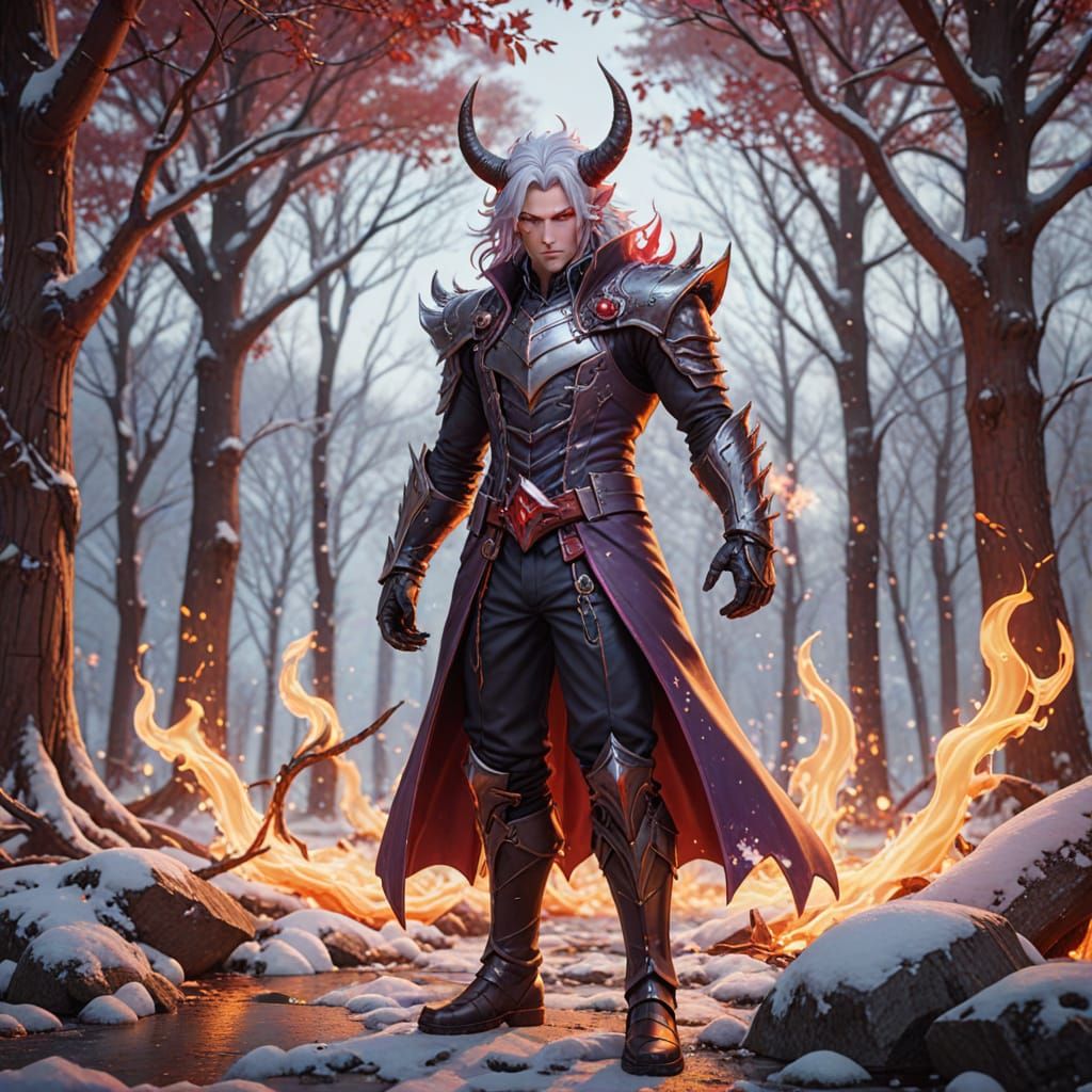 Handsome Male Devil in Vibrant Anime Style