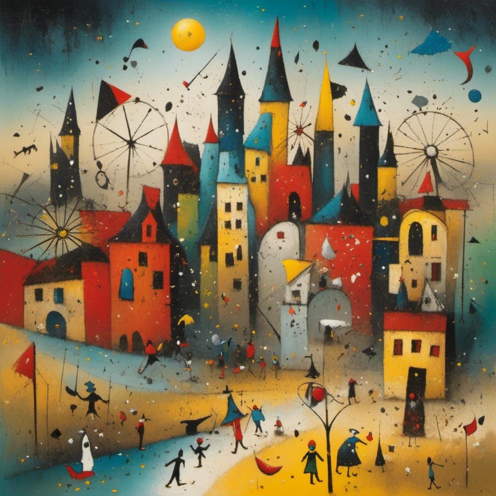 Carnival Close-up in Joan Miro Style