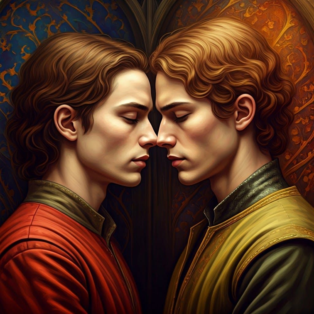 Medieval Royalty and Favored Knight in Tender Moment