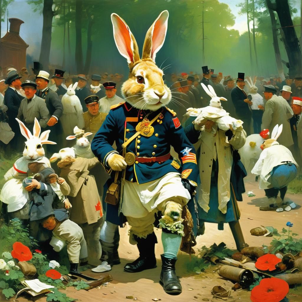 Rabbit-Believer Addresses Regiment: Repin & Rauschenberg Sty...