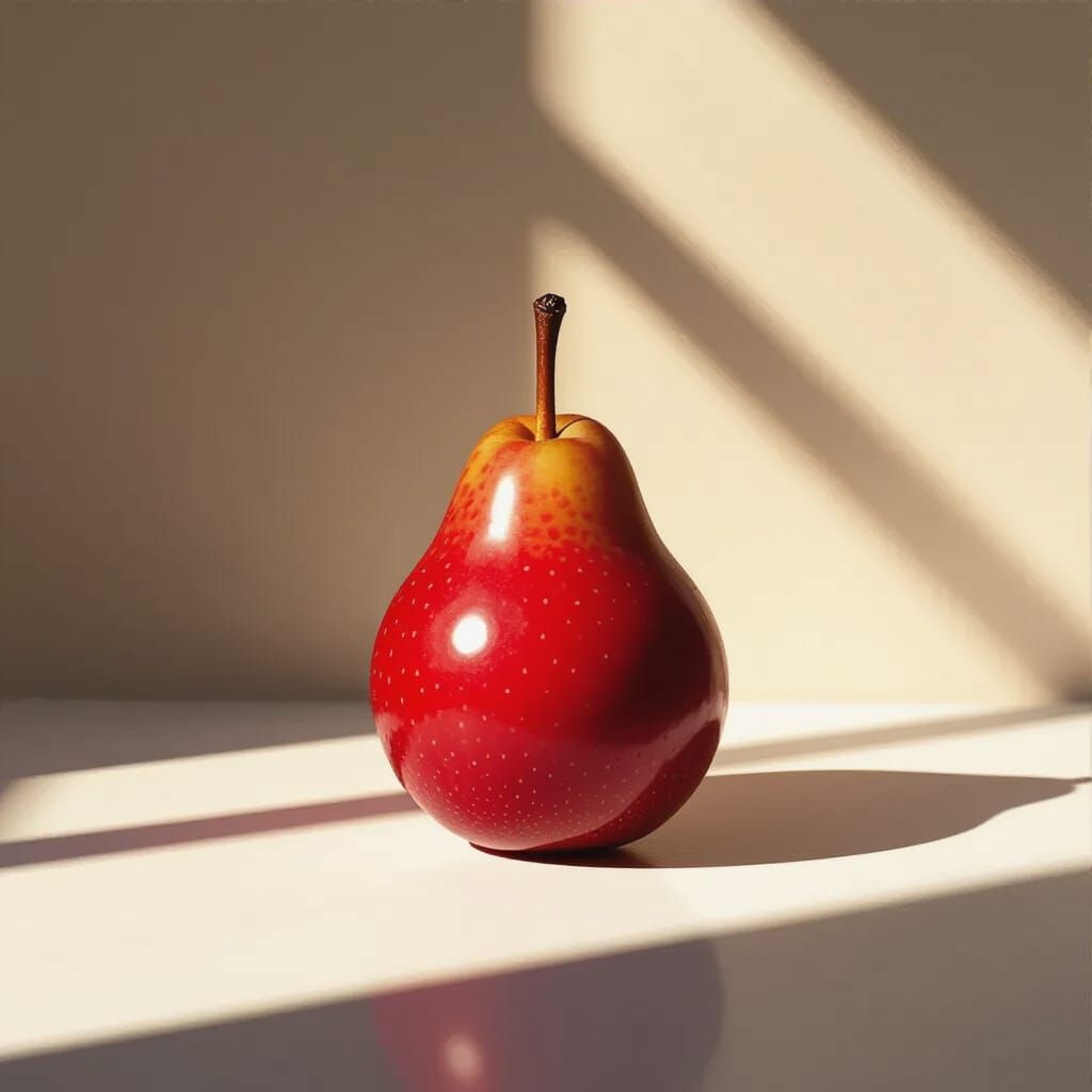 Red Pear with Volumetric Lighting