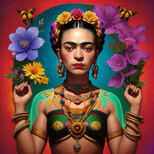 Surreal Goddess Blossoms in Vibrant Cosmic Realms