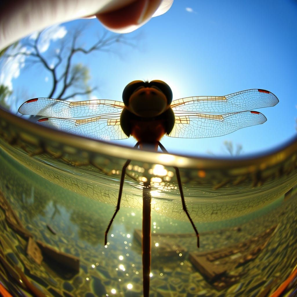 Dragonfly's Kaleidoscopic View of a Sunny Day