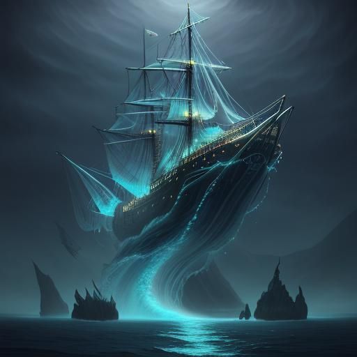 Surreal Gargantuan Oarfish Breaching Misty Sea