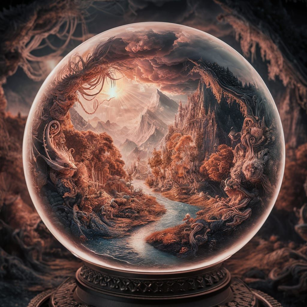Fantasy World Inside a Crystal Ball