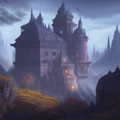 Fantastical Castle in Detailed Matte Painting