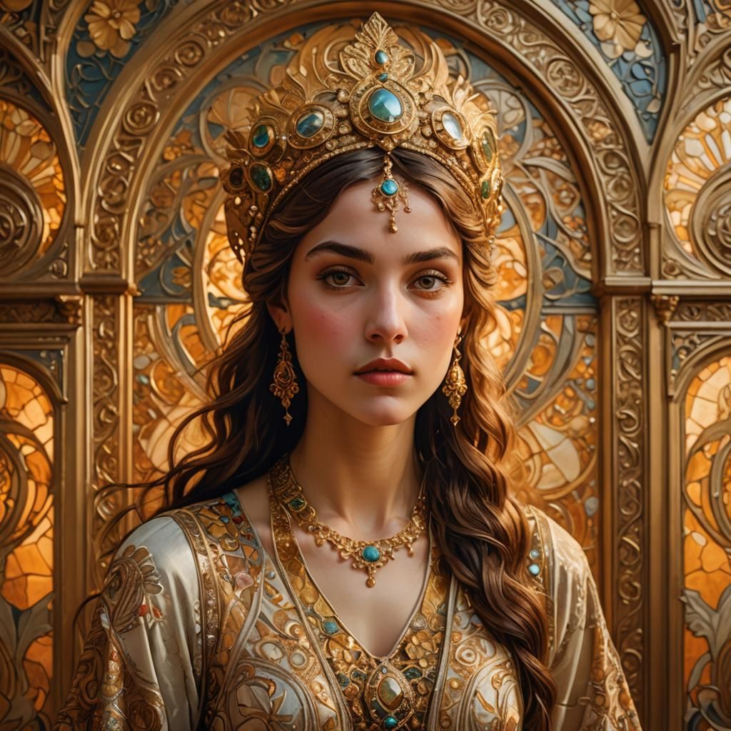 Art Nouveau Portrait of Byzantine Princess