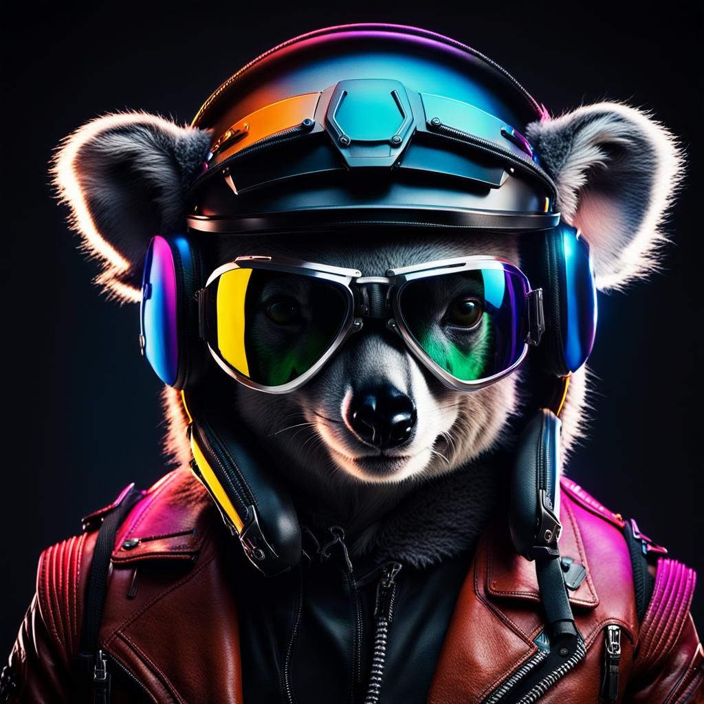 Hyperrealistic Yami Kawaii style portrait of biker gang Koal...