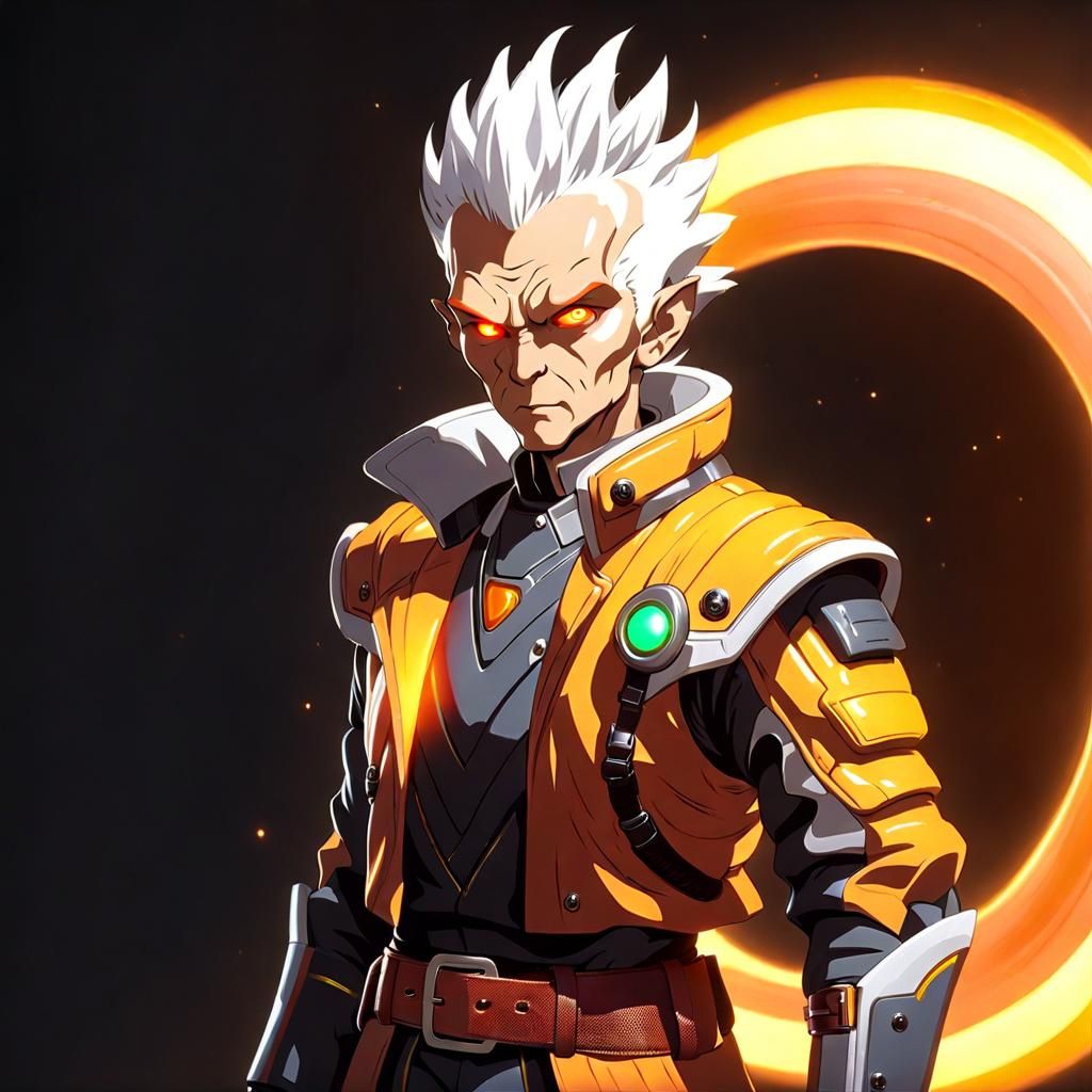 Orange-Red Alien with Wispy Mohawk and Yellow Eyes