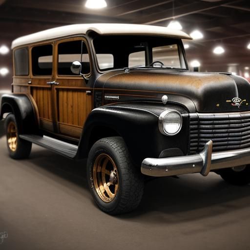 Modernized Conestoga Wagon with Chevy Motor at Car Show