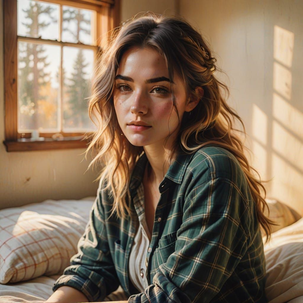 Dreamy Girl in a Cozy Morning Atmosphere