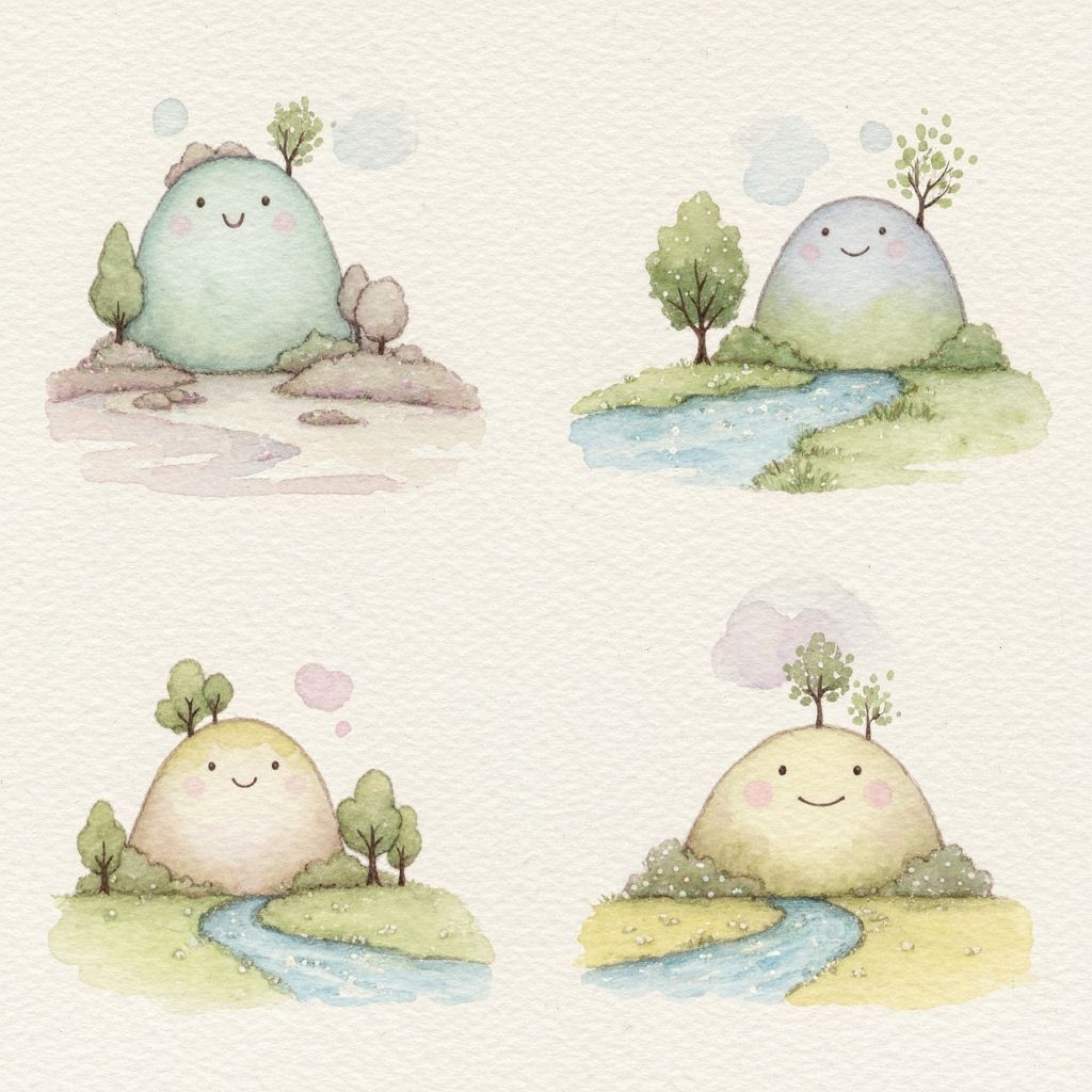 Pastel Watercolor: Whimsical Miniature Landscape