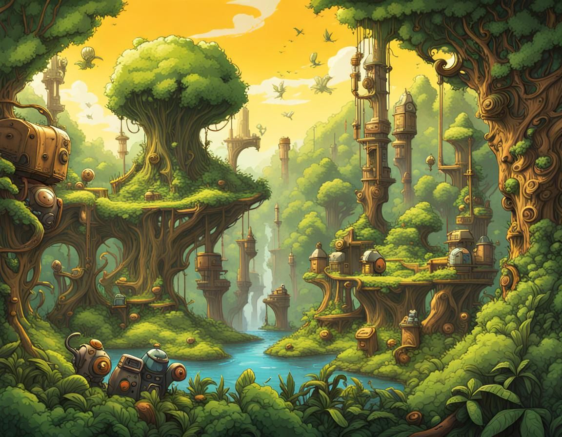 Naturecore Salvagepunk Digital Art Landscape