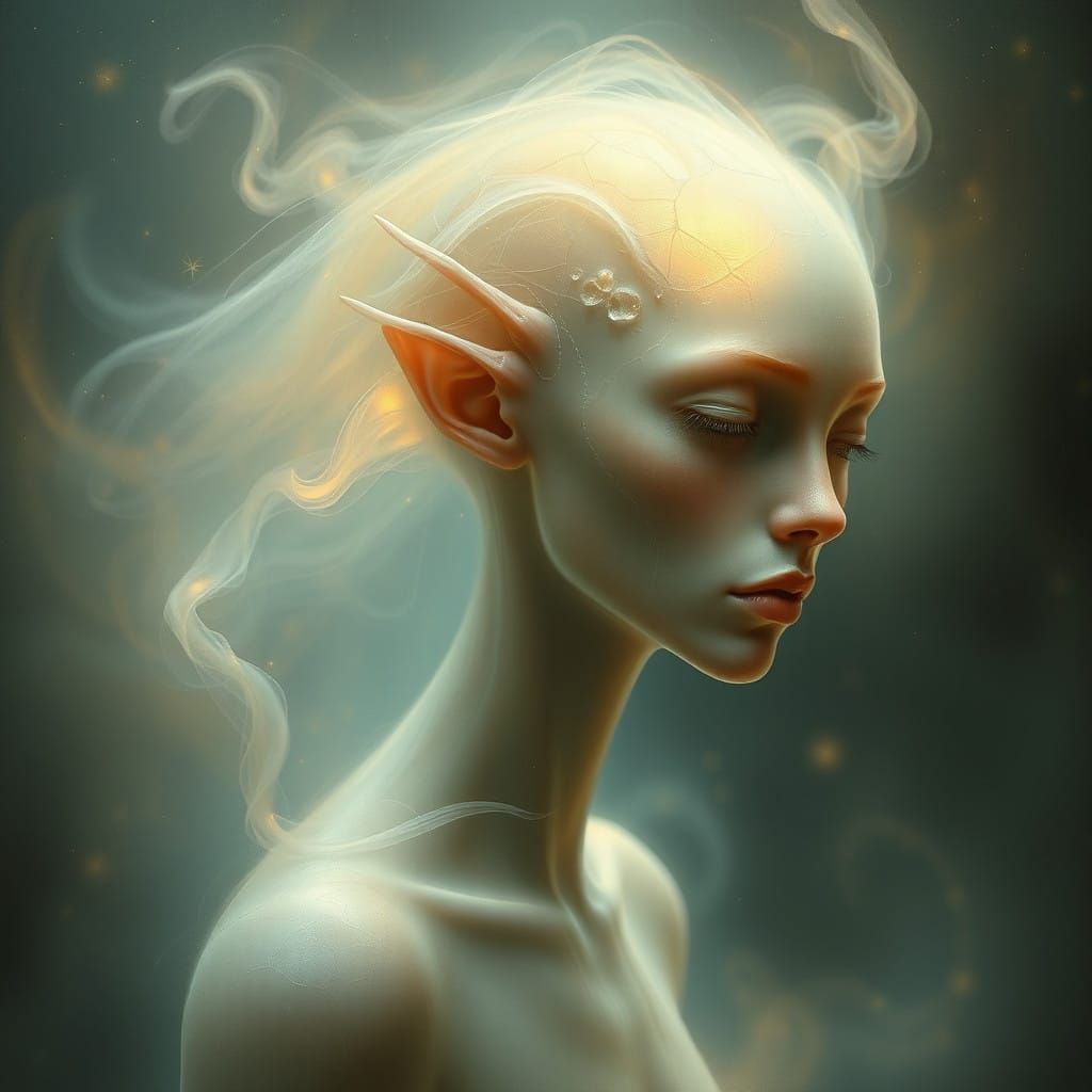 Luminous Dream Entity in Ethereal Fog
