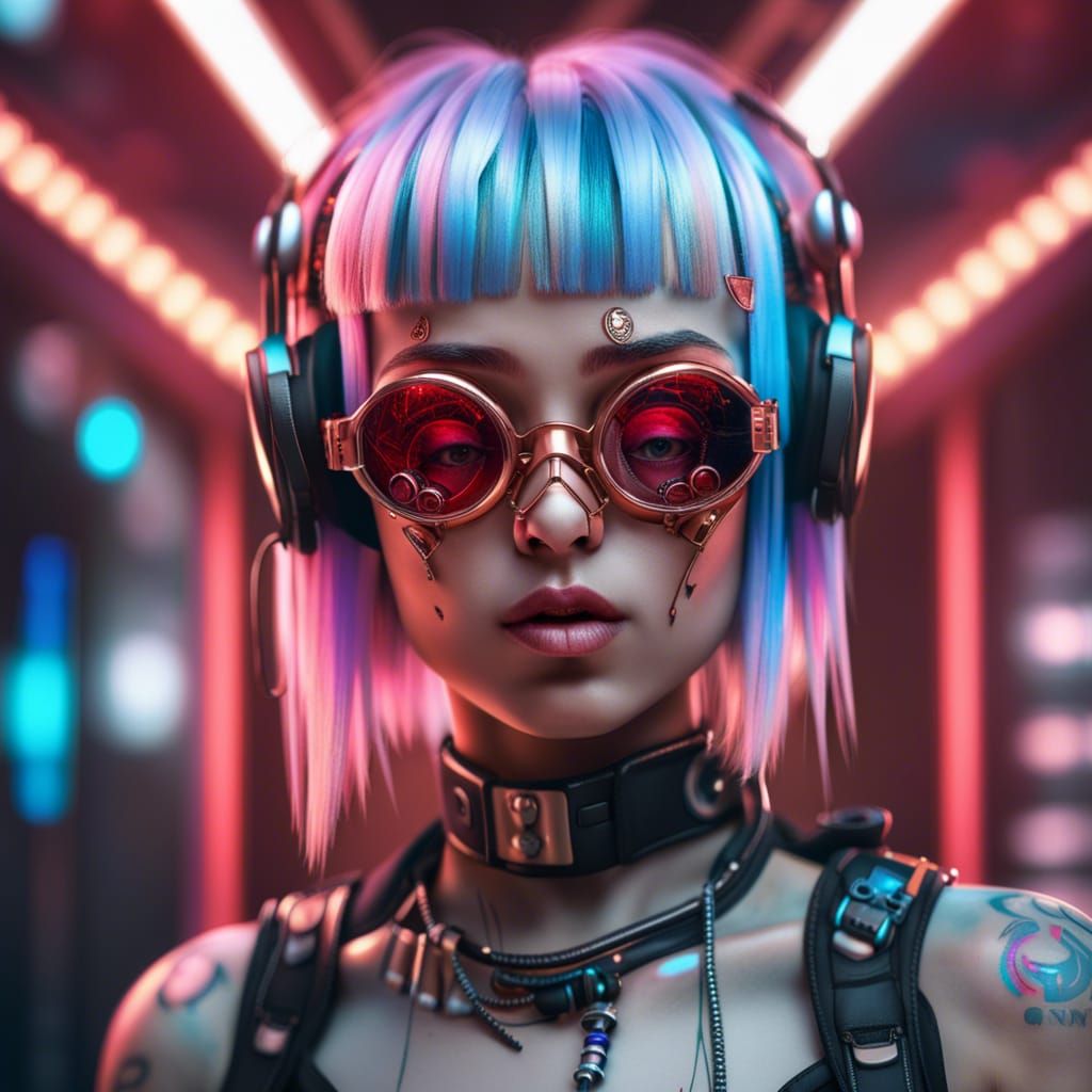 Cyberpunk Rockerboy with Cyberware and Piercings